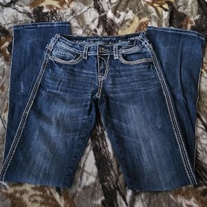 Cowgirl Tuff Women's Boot Cut Jeans - Dark Blue 28 X 37